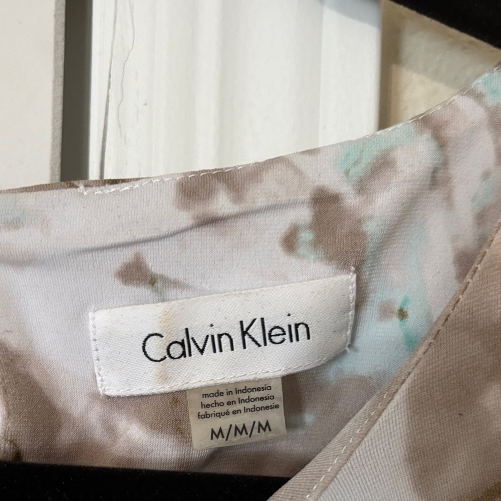 Calvin Klein Women's Abstract Sleeveless Blouse - Brown, Cream, and Blue - Picture 2 of 2